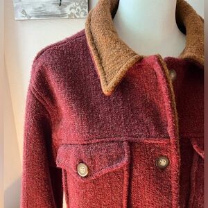 Tasha Polizzi  Saddle Blanket Jacket Women's Size Medium Cranberry and Tan